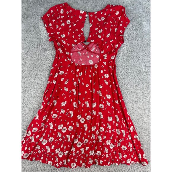 Free People Red Floral Print Keyhole Back Dinner Dress Size 10 NWT - Picture 5 of 16